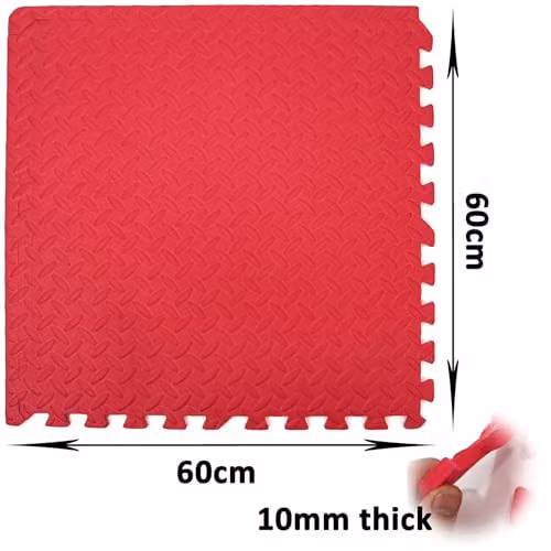 Actiasmat Interlocking EVA Foam Gym Mats with Diamond Plate Pattern in Red, 4 Pack – 3
