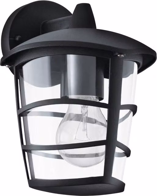 Eglo Aloria Modern Black Outdoor Wall Lantern with Transparent Glass