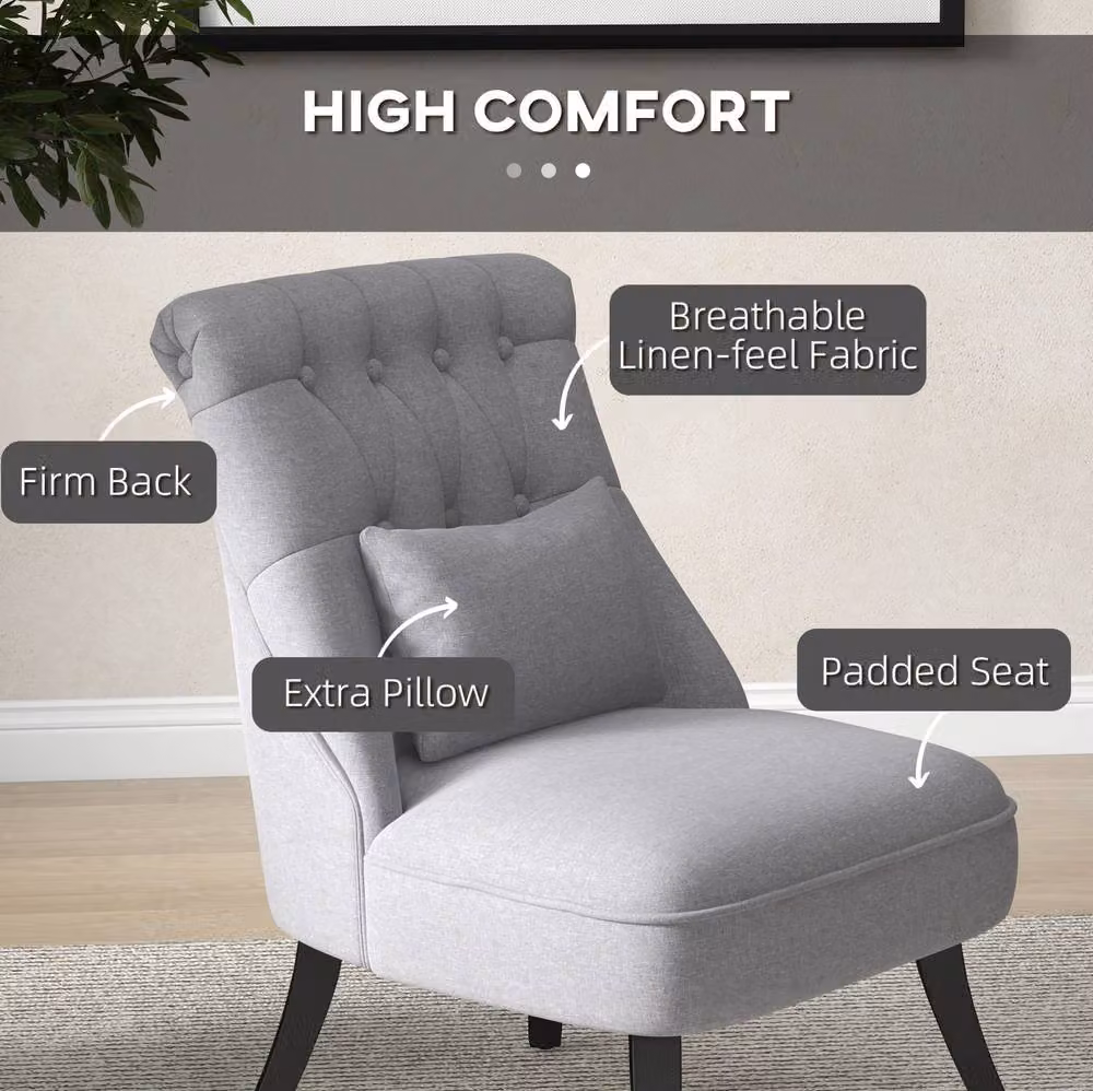 STILVORA Grey Fabric Upholstered Tub Chair with Metal and Rubberwood Frame – 4