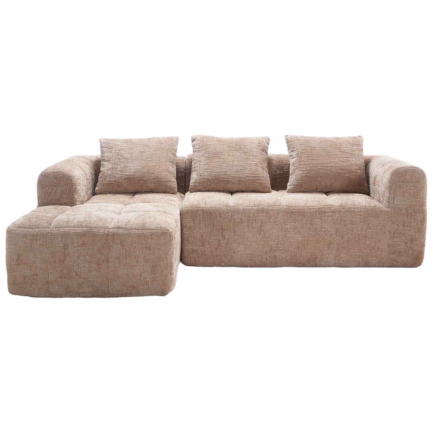 Aosom UK Oversized Modular L-Shaped Sleeper Sofa in Beige, W/D/H: 250 x 158 x 60 cm – 2