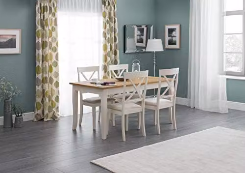 Julian Bowen Davenport Dining Chairs Set of 2 in Ivory Fabric and Rubberwood – 2