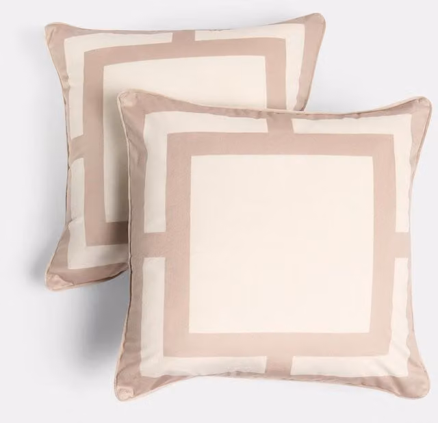 OHS Square Graphic Print Cushion Covers in Beige and Neutral, Pack of 4, 45 cm