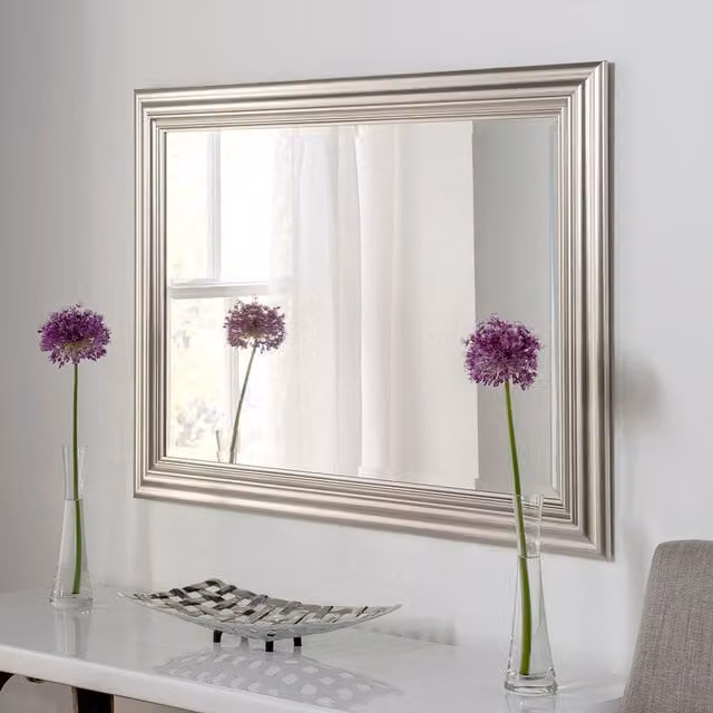 Yearn Mirrors Silvery Champagne Rectangular Wall Mirror, W: 128.5 cm, H: 75 cm