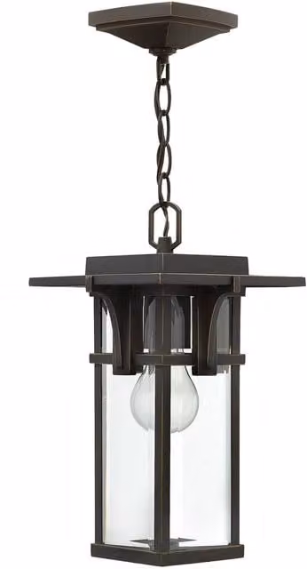 Netlighting Manhattan 1 Light Outdoor Ceiling Chain Lantern in Oil Rubbed Bronze and Brown with E27 Socket – 1