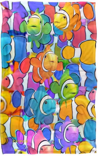 JQ Licensing Royce Mcclure Clown Fish Clown School Pattern Super Soft Fleece Throw Blanket, Multicolour, W/D/H: 91 x 147 cm – 5