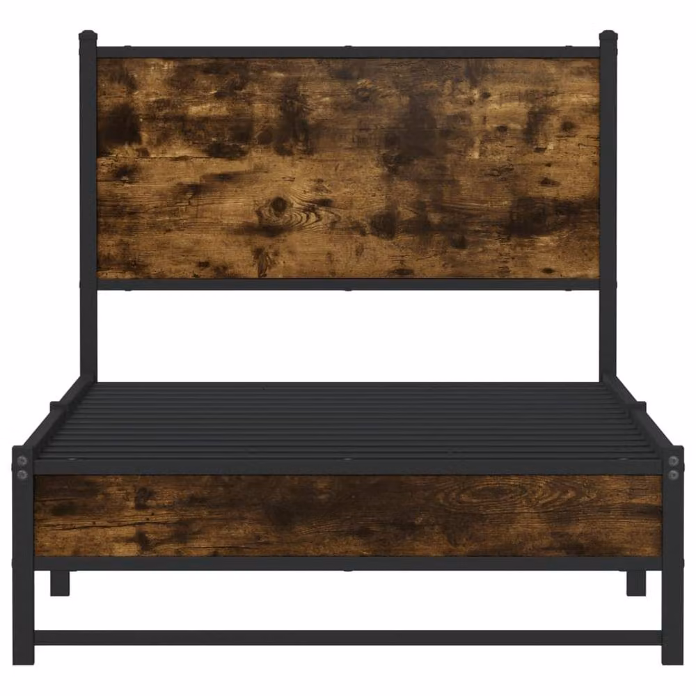 Berkfield Home Metal Bed Frame in Smoked Oak Brown, W: 80 cm, L: 200 cm – 4