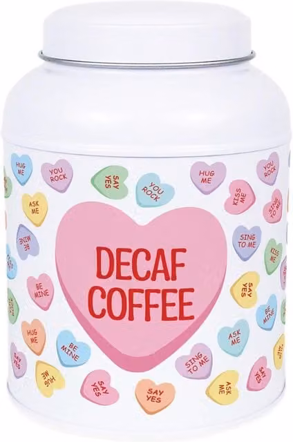 Purely Home Heart Candy Hot Chocolate Canister, White Floral Metal Kitchen Storage Tin with Small Domed Lid