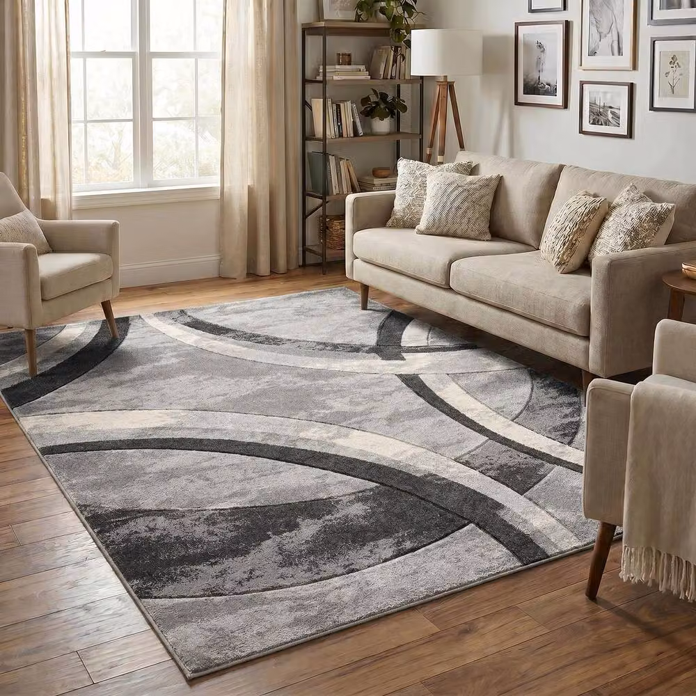 Desire Rugs Santiago Modern Geometric Patterned Runner Rug in Grey, W: 60 cm, L: 220 cm – 2