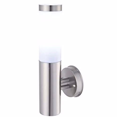 Luxform Atlanta Silver Stainless Steel Modern Outdoor Wall Light with E27 Bulb Holder