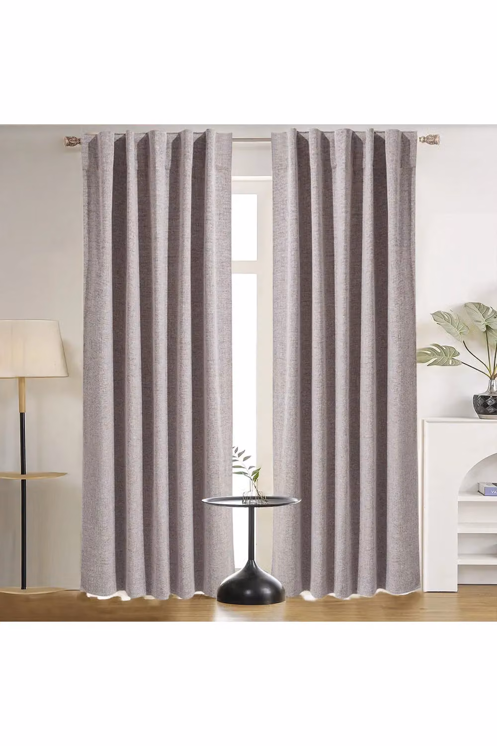 Garden Sanctuary Beige Faux Linen Blackout Curtains with Back Tab and Pole Pocket, W: 168 cm, H: 229 cm – 2