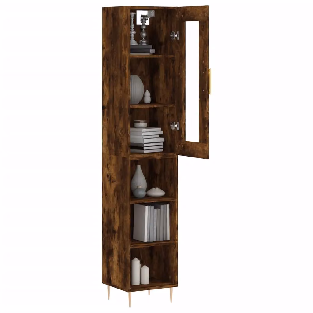 Berkfield Home Smoked Oak Highboard in Brown, W/D/H: 34.5 x 34 x 180 cm – 2