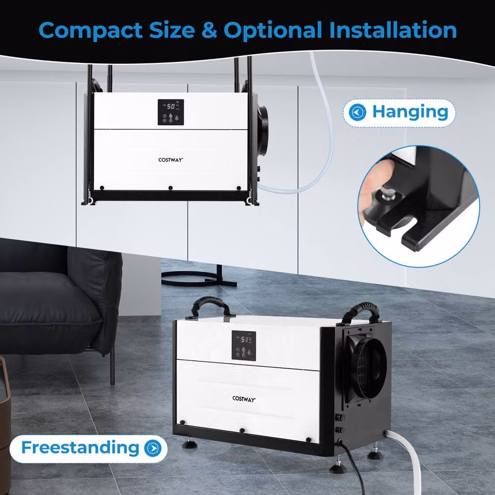 Costway Commercial Crawl Space Dehumidifier with 3 Modes, Black – 3