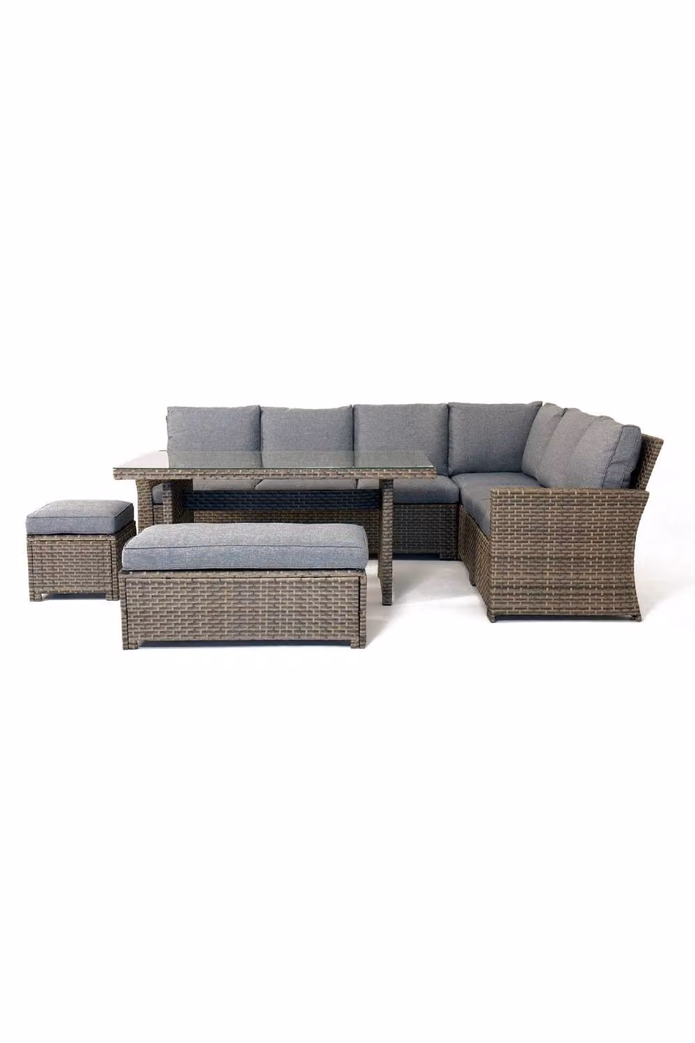 Mint Outdoor Palma 9 Seater Grey Rattan Corner Garden Lounge Set with Glass Table – 2