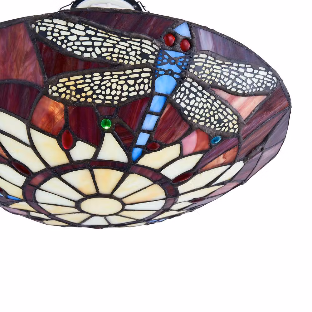 First Choice Lighting Lysa Red Tiffany Dragonfly Glass Easy Fit Pendant Shade – 3