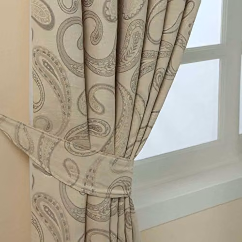 Homescapes Paisley Jacquard Curtain Tie Back Pair in Beige