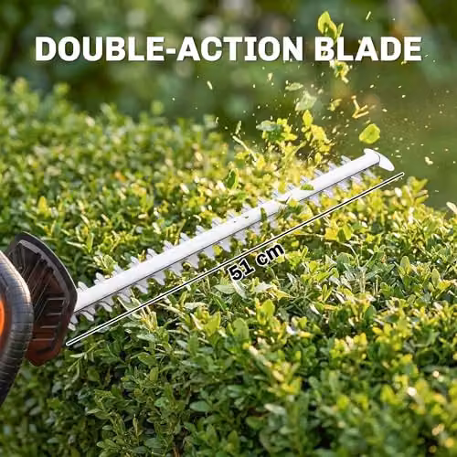 Outsunny 20 inch Cordless Reciprocating Hedge Trimmer with Rechargeable Battery, Orange – 4