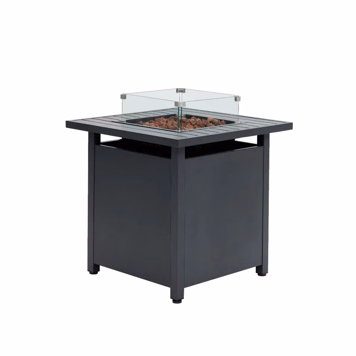 Home Detail Grey Steel Gas Fire Pit Garden Dining Table W/D/H: 71 x 71 x 68 cm – 2