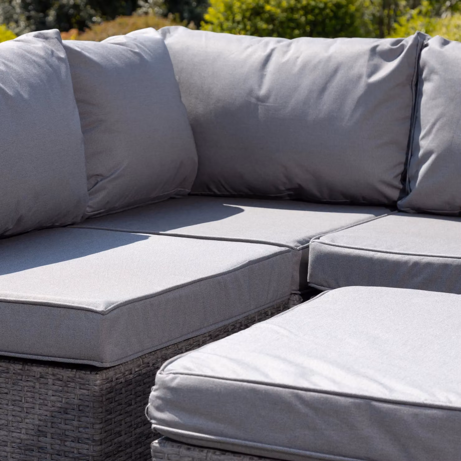 Artemis Home Della Grey Polyrattan L-Shape Corner Garden Sofa with Matching Ottoman and Cushions W/D/H: 215 x 140 x 73 cm – 6