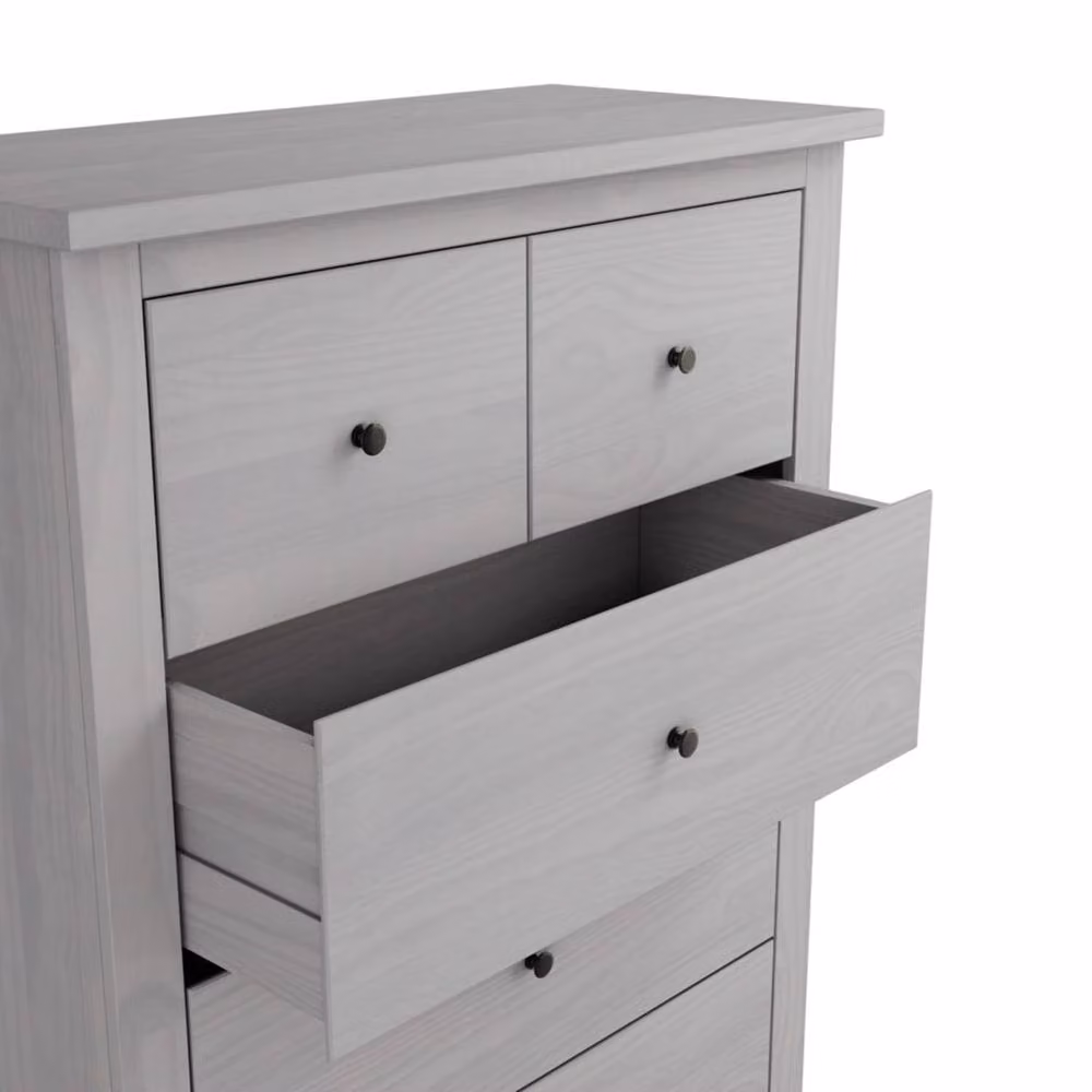 Wyld Haus Tralee Grey Washed Solid Pine 3+2 Drawer Chest – 3