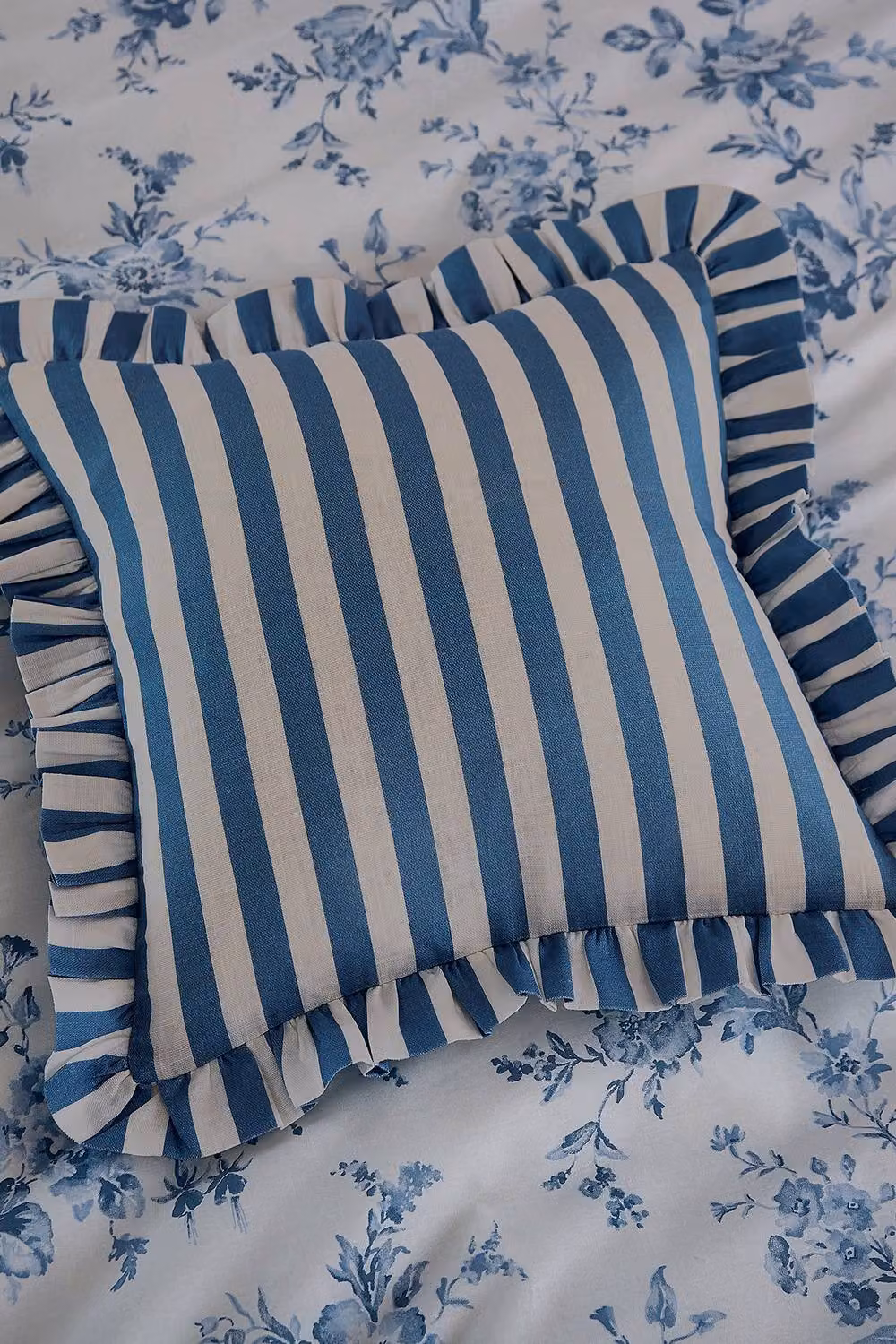 Helena Springfield Secret Garden Blue Striped Cotton Square Cushion, W/D/H: 40 x 40 x 40 cm – 2