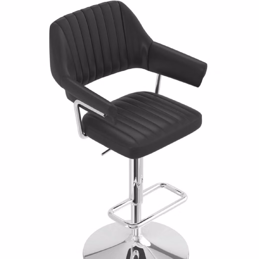 netfurniture Vibe Retro Adjustable Bar Stool in Black Faux Leather with Chrome Frame – 2