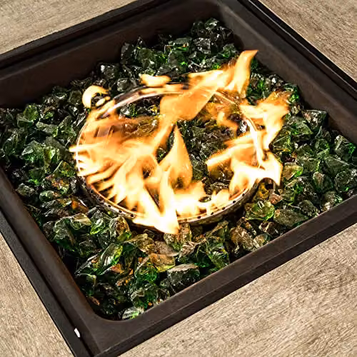 Teamson Home Green Tempered Fire Glass Lava Rocks for Outdoor Gas Fire Pits, 4 kg – 3