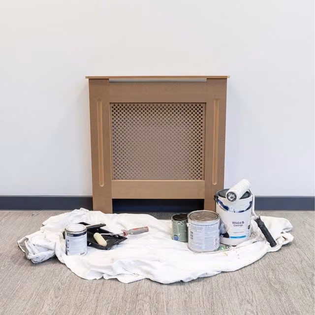 Jack Stonehouse Unpainted Geometric Diamond Grill Radiator Cover, Brown, Width: 78 cm