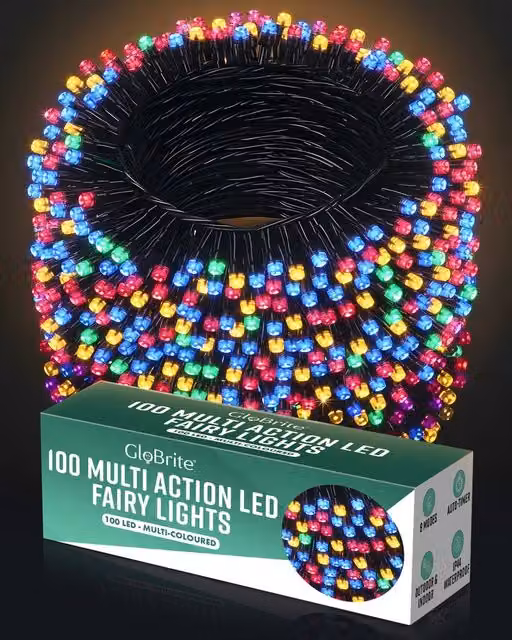 Globrite Multicolour 100 LED String Fairy Lights with Timer and Remote Control – 4