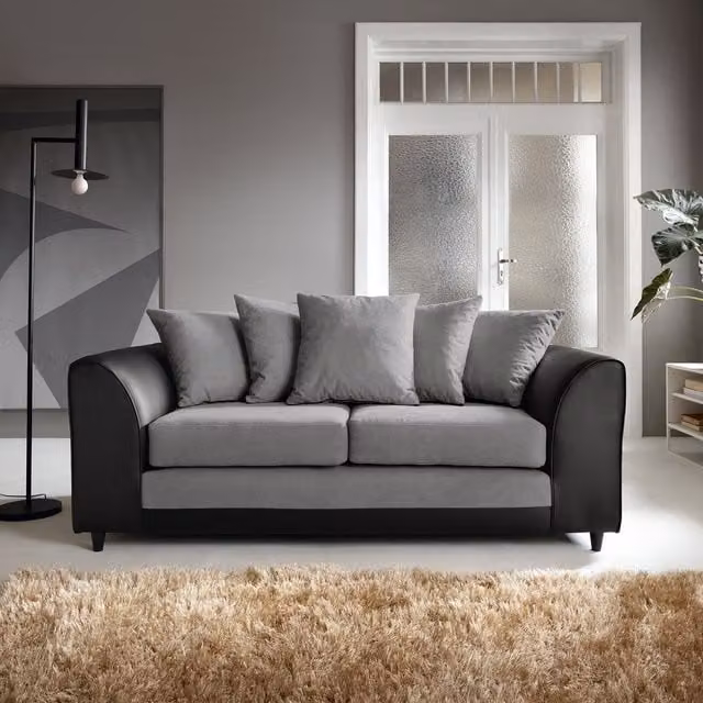 Abakus Direct Dylan 3 Seater Upholstered Fabric Sofa in Grey