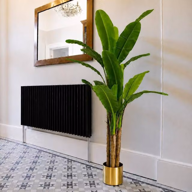 Leaf 180cm Artificial Banana Tree with Gold Planter in Green – 1