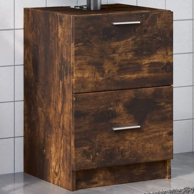 Berkfield Home Sink Cabinet in Smoked Oak Brown, W/D/H: 40 x 37 x 59 cm – 1
