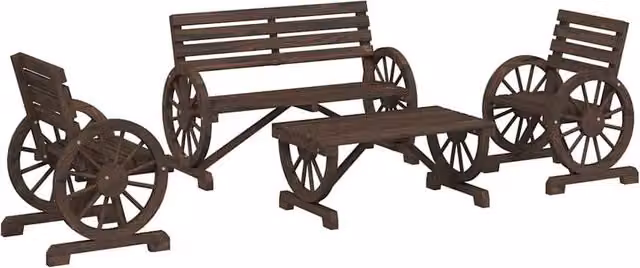 Berkfield Home 4 Piece Brown Solid Wood Fir Garden Lounge Set