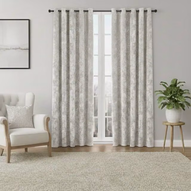 Snug City Cream Velvet Eyelet Curtains, Thermal Insulating and Opaque, Width: 117 cm, Drop: 137 cm – 1