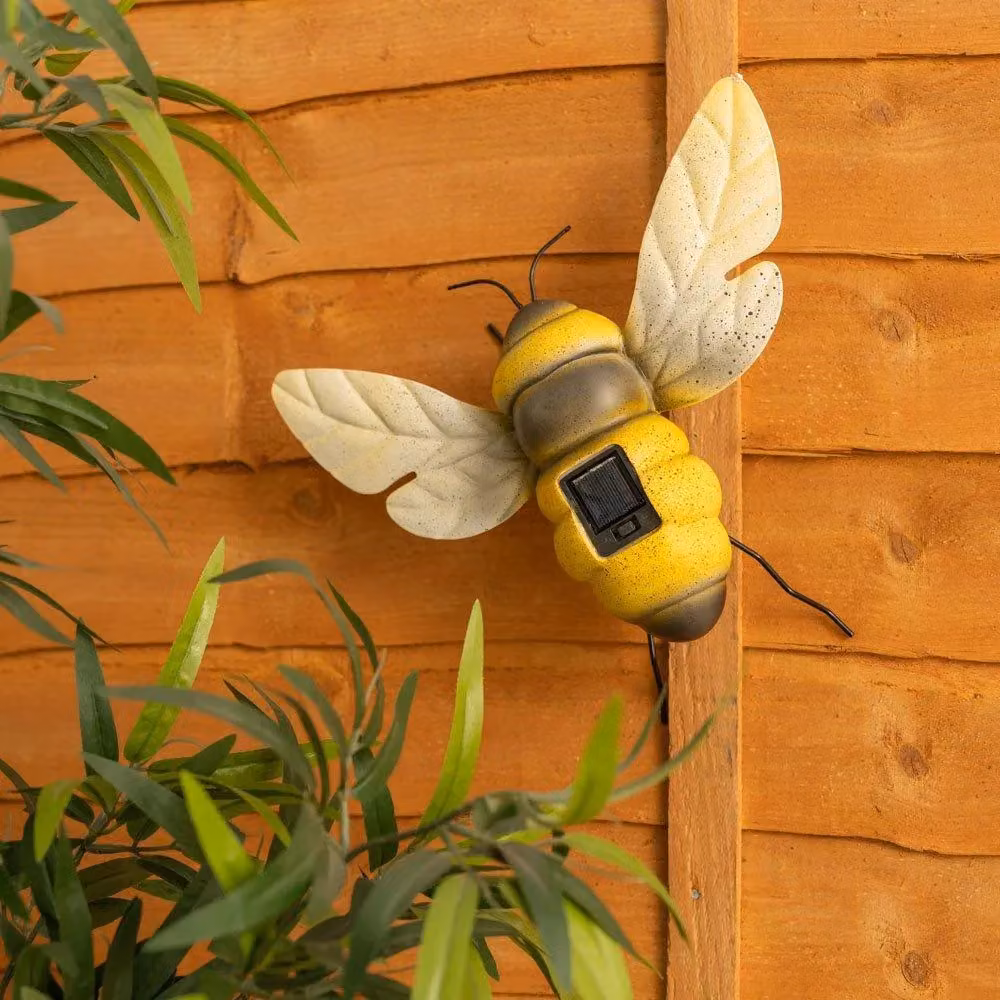 ValueLights Solar Powered Bumble Bee Outdoor Garden Fence Wall Light in Yellow and Black – 2
