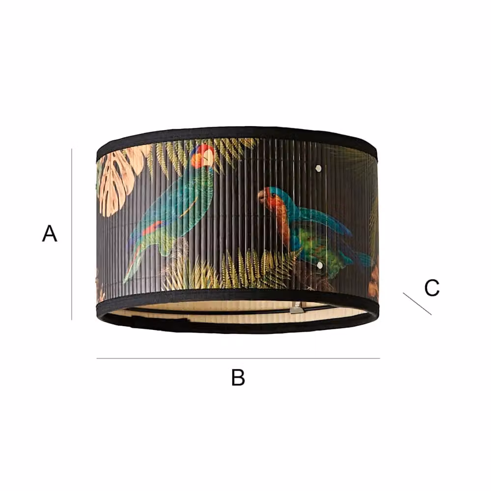 ValueLights Daintree Bamboo Drum Ceiling Lamp Shade in Black and Sand, Diameter: 35 cm – 4
