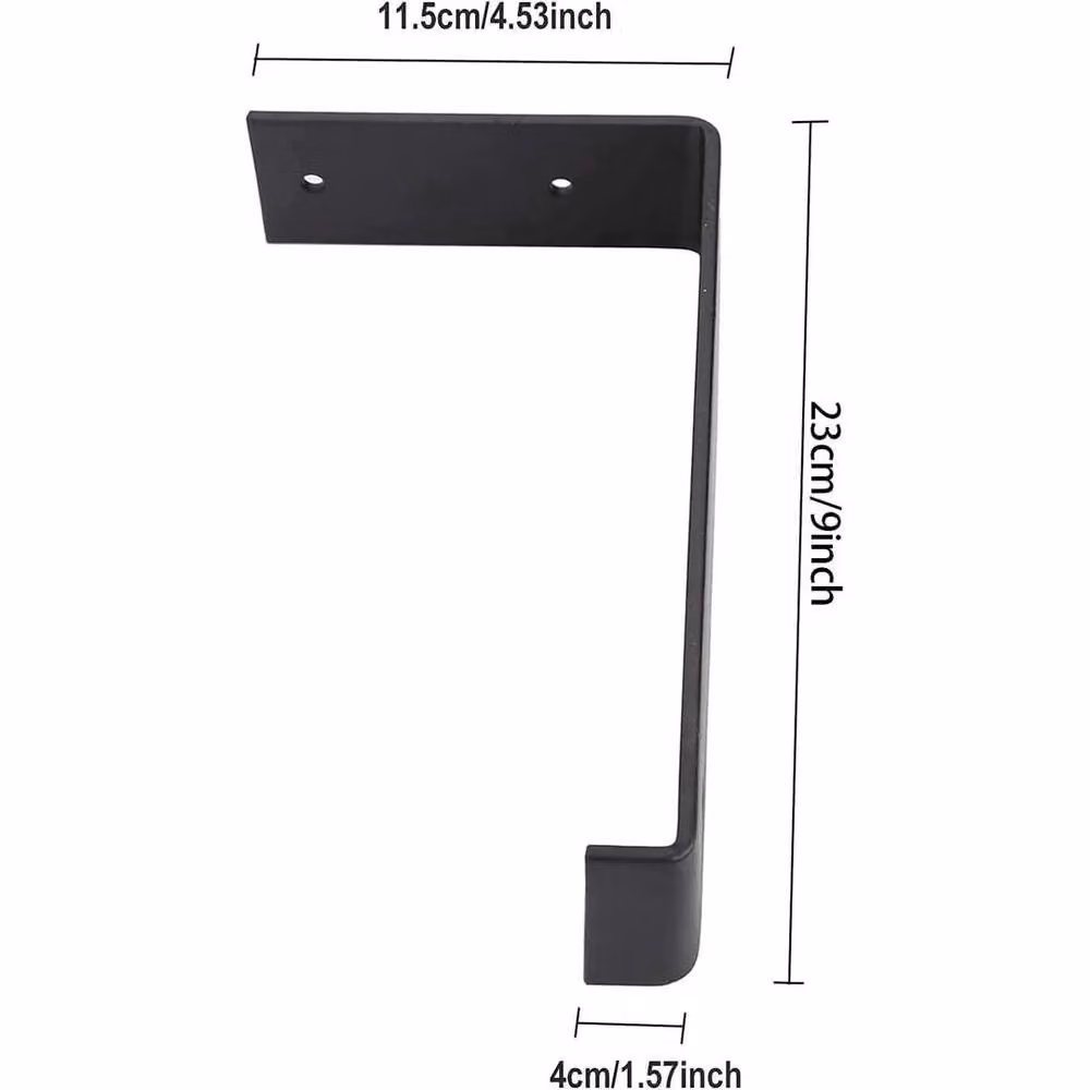 FLAVORA 2 Pack Heavy Duty Industrial Scaffold Board Wall Brackets in Matt Black, Iron, Depth: 52 cm – 2