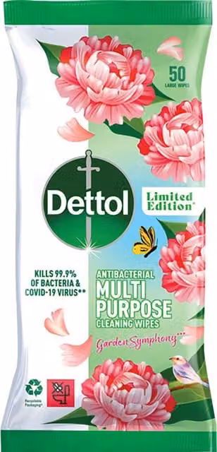 Dettol Multicolour Garden Symphony Wipes, Pack of 50