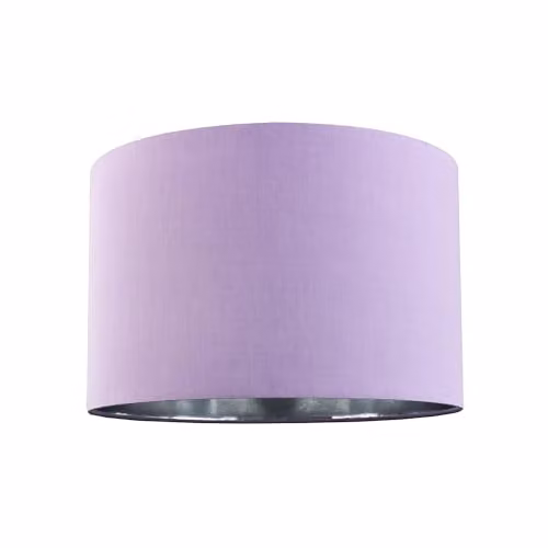 Happy Homewares Lilac Cotton Circular Drum Lamp Shade with Silver Inner, Diameter: 25.4 cm