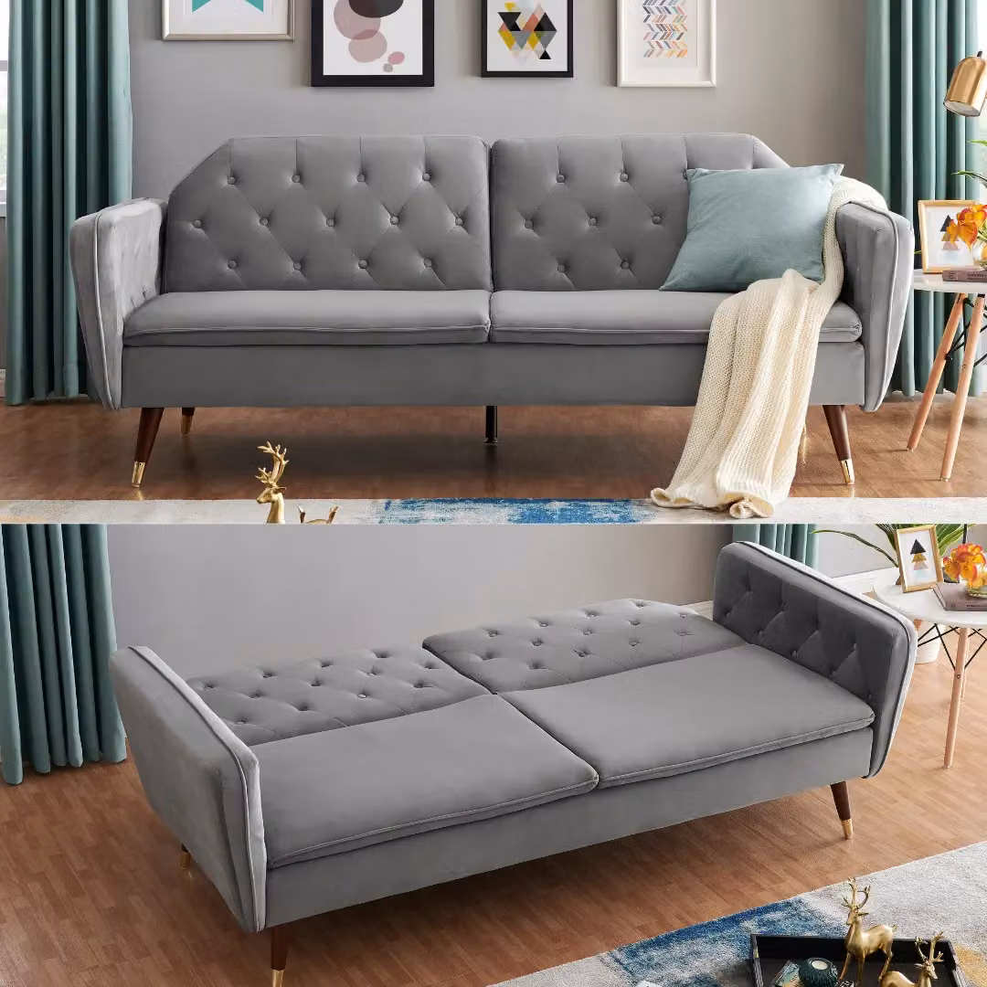 Bravich LTD Victoria 3 Seater Velvet Click Clack Sofa Bed in Grey – 2