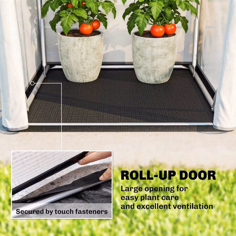 Kelvenix Portable White Greenhouse with Roll-Up Door and Galvanised Steel Frame – 2