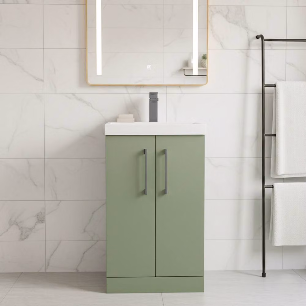 Balterley Modern Bathroom Vanity Unit with Basin and Soft Close Doors, Green, W: 50 cm – 2