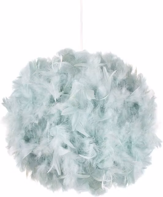 Happy Homewares Modern Blue Genuine Feather Decorated Sphere Pendant Light Shade, Diameter: 25.4 cm