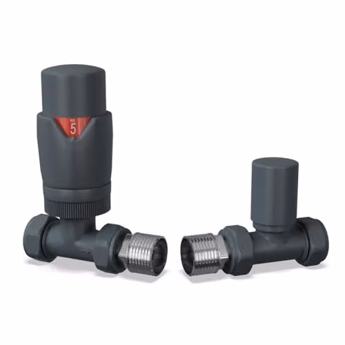 UK Radiators Stirling Bold Anthracite Thermostatic Radiator Valve and Lockshield Set – 2
