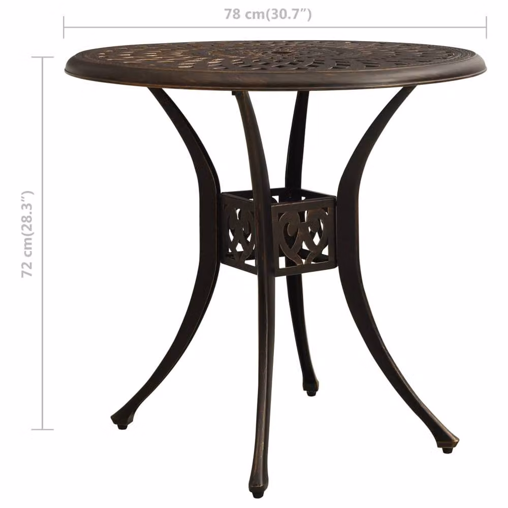 Berkfield Home Brown Cast Aluminium Garden Table, W/D/H: 78 x 78 x 72 cm – 4