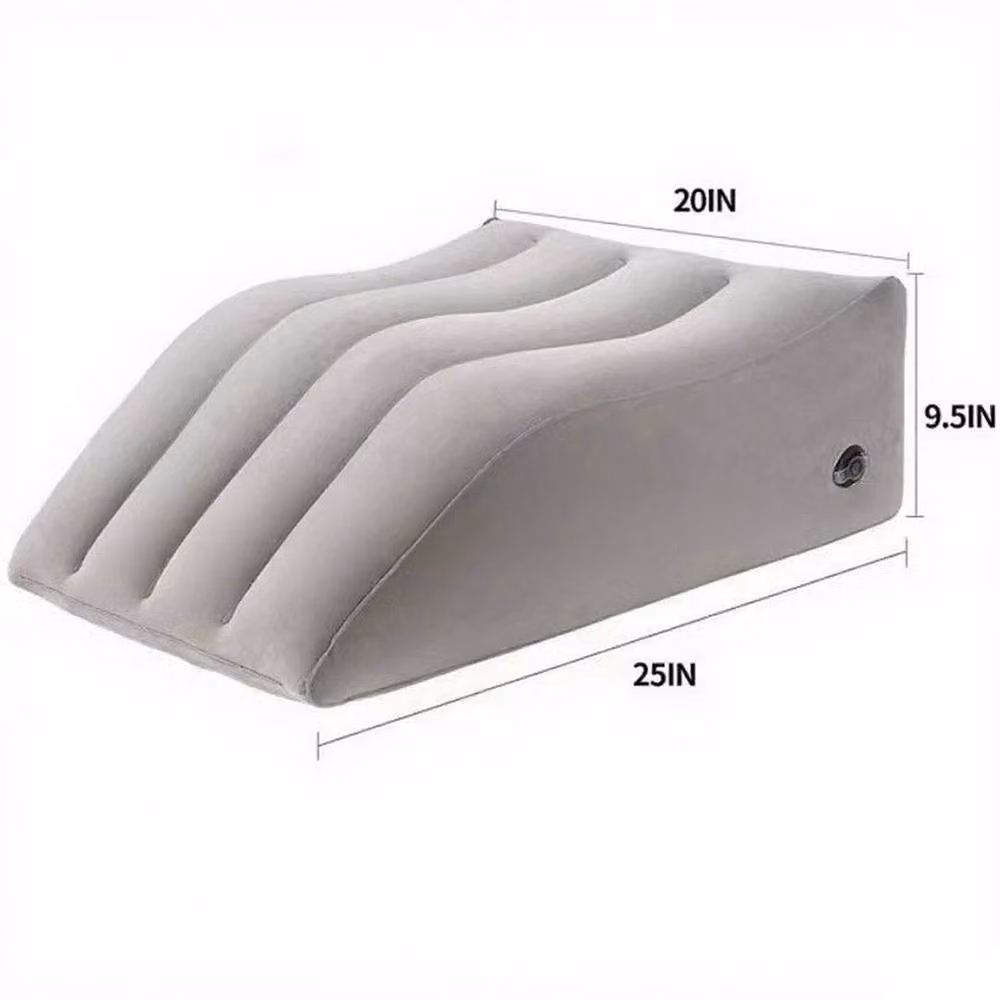 Kelvenix Inflatable Flocked Elevation Wedge Leg and Foot Rest Raiser in Grey – 2