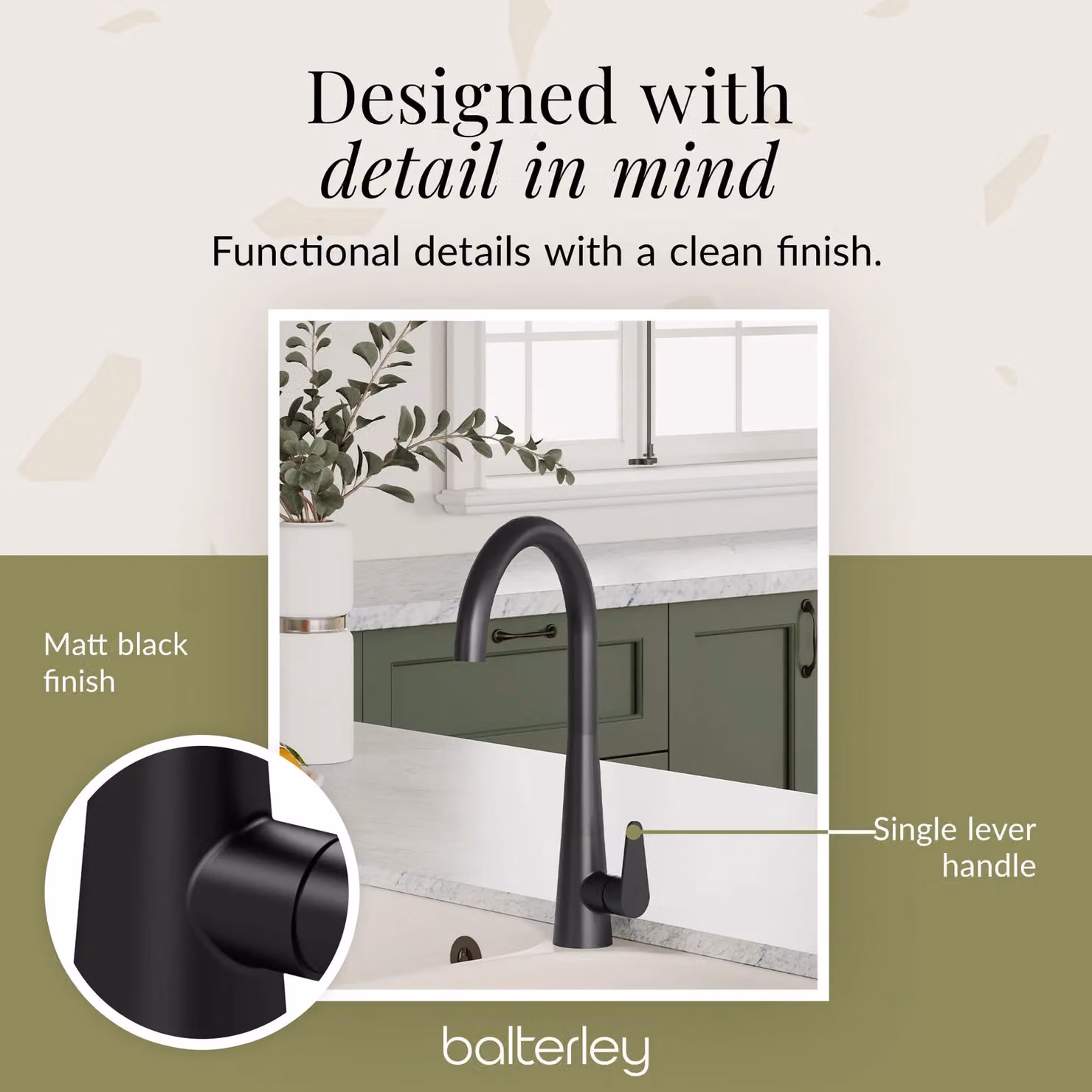 Balterley Situla Single Lever Kitchen Mono Mixer Tap in Matt Black – 4