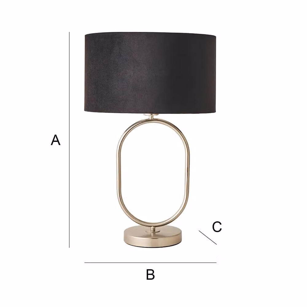 ValueLights Antonia Oval Table Lamp with Black Velvet Drum Shade and Bulb in Chrome and Silver – 4