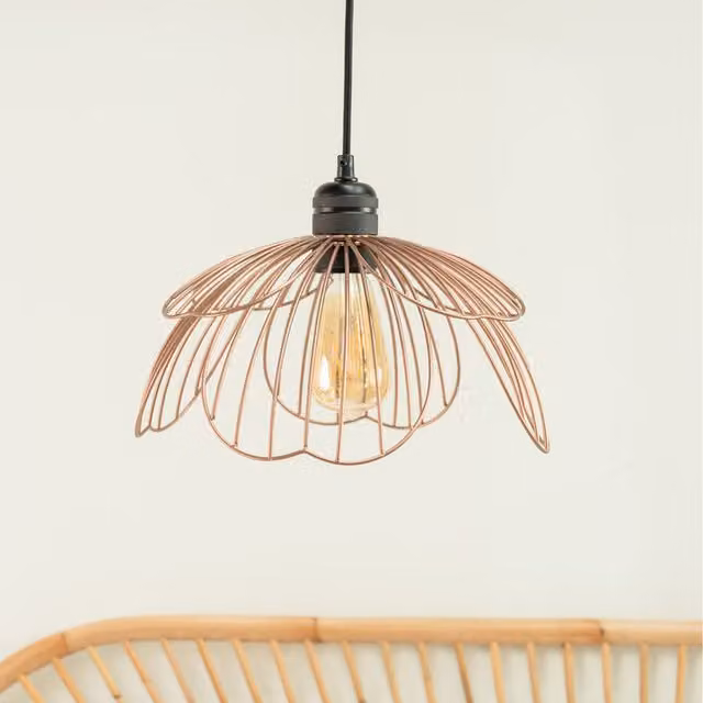 ValueLights Modern Metal Flower Ceiling Pendant Light Shade in Pink and Copper