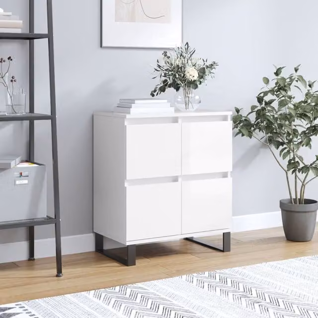 Berkfield Home Modern High Gloss White Sideboard W/D/H: 60 x 35 x 70 cm