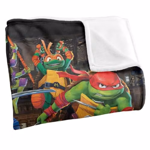 LOGOVISION Teenage Mutant Ninja Turtles Mutant Mayhem Nightly Rooftop Escapade Super Soft Silky Feel Fleece Blanket, Multicolour, W: 91.44 cm, L: 147.32 cm – 3